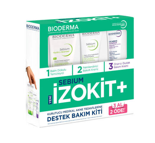 Bioderma Sebium İzokit Kurutucu Akne Tedavisine Destek Cilt Bakım Kiti(Temizleme Jeli-Bakım Kremi-Dudak Balm) - 1