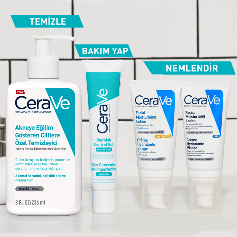 Cerave Akneye Eğilim Gösteren 236 ml Ciltlere Özel Yüz Temizleyici Jel - 3