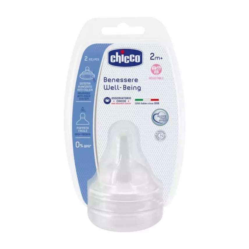 Chicco 2 Ay+ Silikon Orta Akış 2'li Biberon Emziği - 1