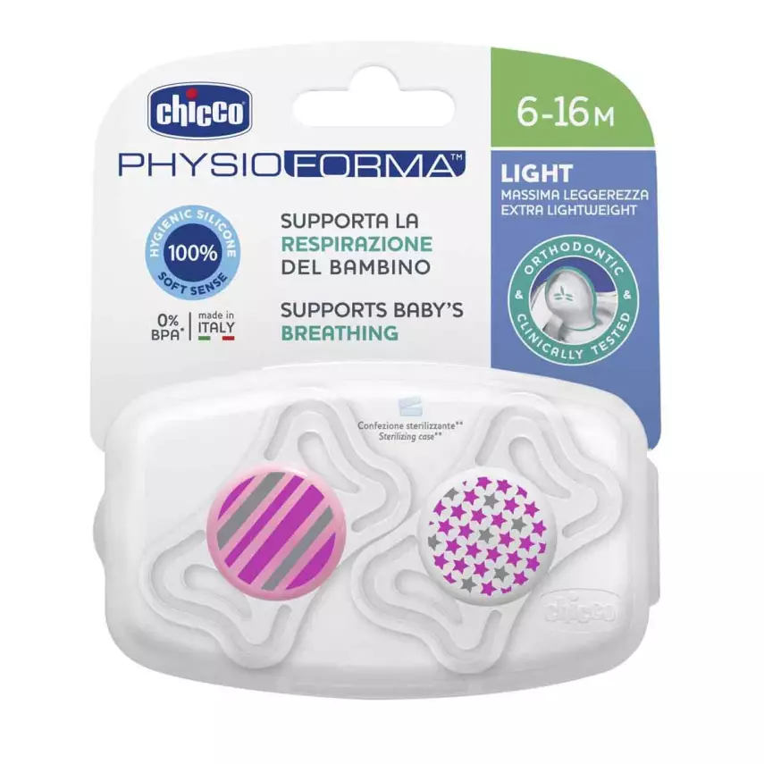 Chicco 2 li 6-16 Ay Physio Light Silikon Kız Emzik - 1