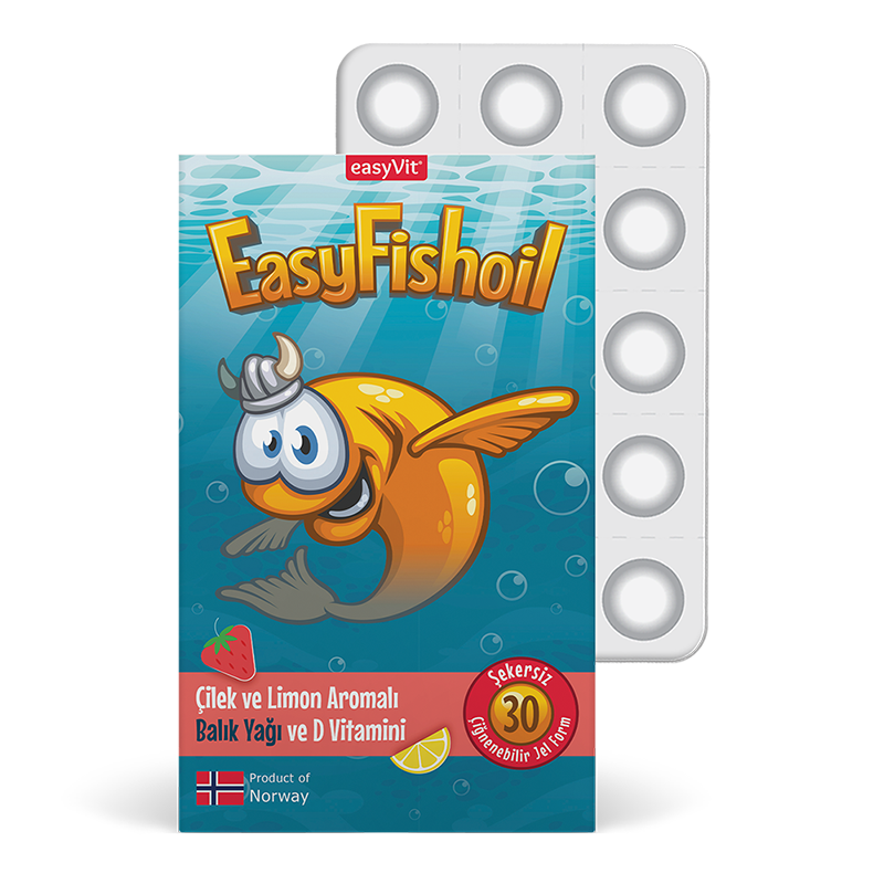 EasyFishoil Çilek ve Limon Aromalı Çiğnenebilir 30 Jel Form Balık Yağı - 1