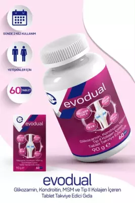 EVOPHARMA EVODUAL (Glikozamin, Kondroitin, MSM ve T İP II Kollajen İçeren Tablet Takviye Edici Gıda) - 2