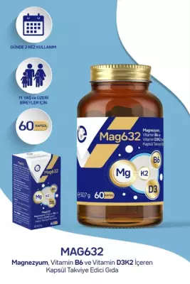 EVOPHARMA Magnezyum Mag632, Vitamin B6 Ve Vitamin D3k2 Içeren Kapsül Takviye Edici Gıda - 2