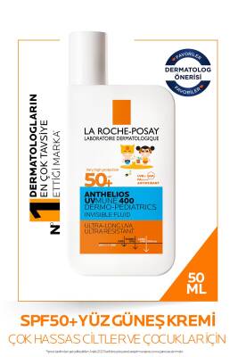 La Roche Posay Anthelios Dermo Pediatric Invisible Fluid SPF50+ Çok Hassas Ciltler Ve Çocuklar İçin Yüz Güneş Kremi 50 ml - La Roche Posay