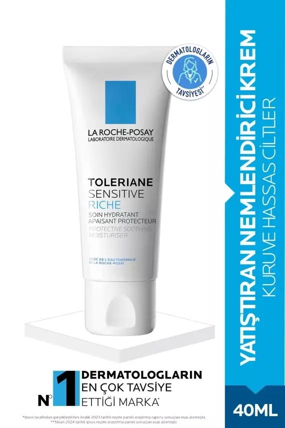 La Roche Posay Toleriane Sensitive Riche Nemlendirici Yüz Kremi 40 ml- Kuru ve Hassas Ciltler İçin - 1