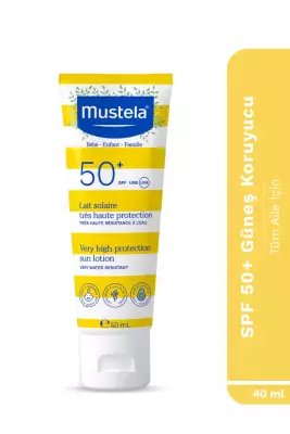 Mustela Yüksek Koruma Yüz Vücut Güneş Kremi Suya Dayanıklı Tüm Ciltler Bebek Çocuk Yetişkin 40ml SPF 50+ - 1