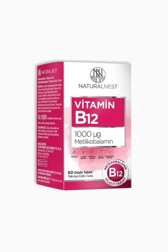 Natural Nest Vitamin B12 1000 mcg Metilkobalamin 60 Dilaltı Tablet - 1