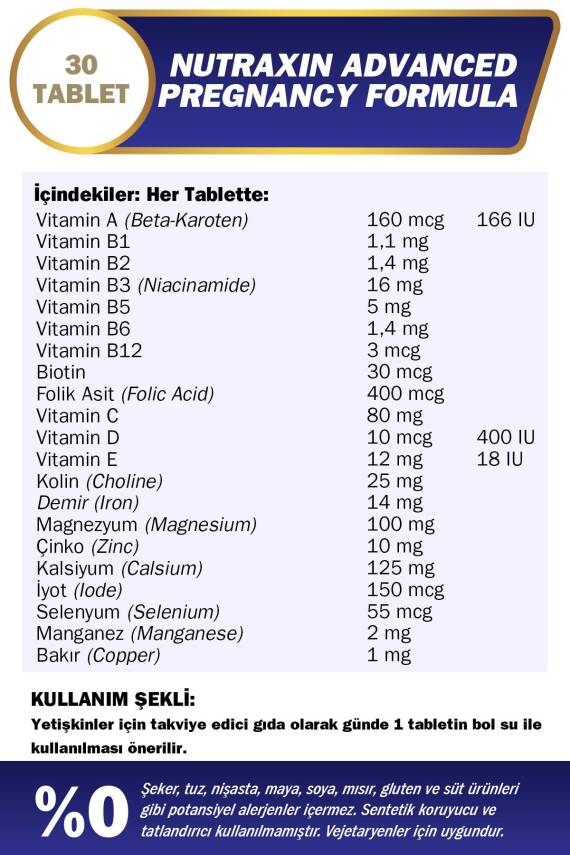 Nutraxin Advanced Pregnancy Formula 30 Tablet - 2
