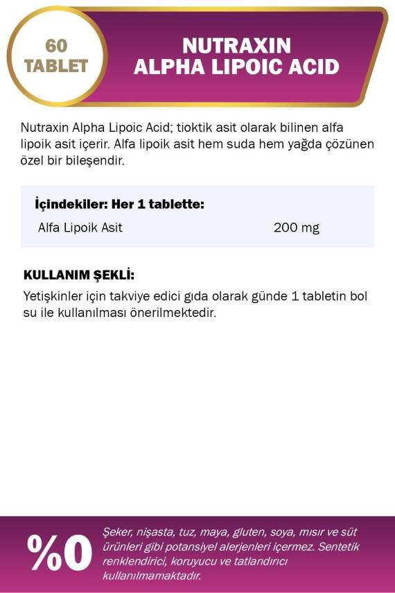 Nutraxin Alpha Lipoic Acid 200 Mg 60 Tablet - 2