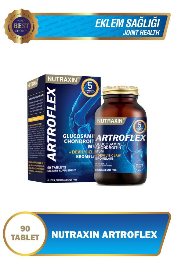 Nutraxin Artroflex - Glukozamin Gıda Takviyesi 90 Tablet - Glukozamin Kondroitin MSM Bromelain Seytan pençesi - 1