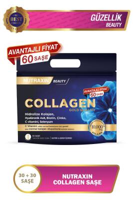 Nutraxin Collagen 60 Saşe 10.000 Mg Tip 1 Tip 3 Ananas Aromalı Avantajlı Çanta Set 60 Günlük Kullanım - Nutraxin