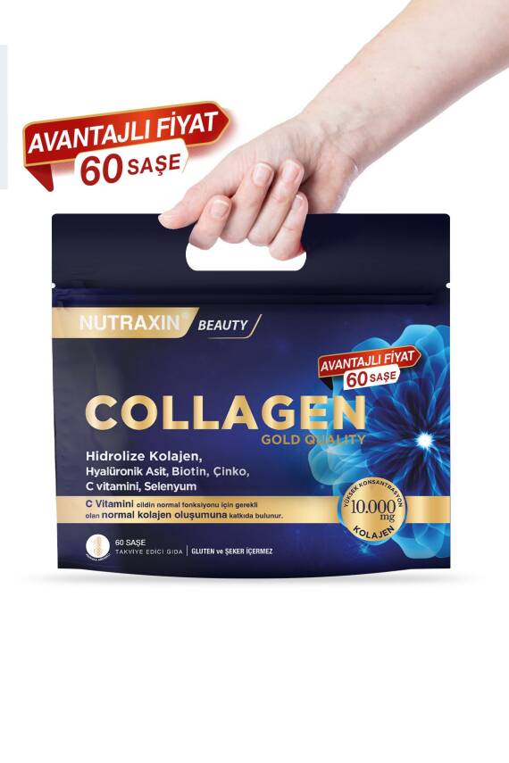 Nutraxin Collagen 60 Saşe 10.000 Mg Tip 1 Tip 3 Ananas Aromalı Avantajlı Çanta Set 60 Günlük Kullanım - 2