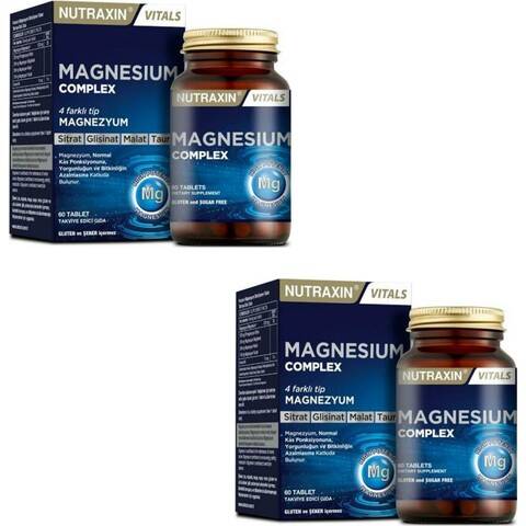 Nutraxin Magnezyum Complex 60 Tablet 125 Mg - Bisiglinat - Taurat - Malat - Sitrat - B6 2 Adet - 1