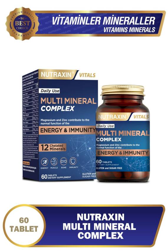 Nutraxin Multi Mineral Complex 60 Tablet Magnezyum, Kalsiyum, Çinko, Demir, İyot, Krom - 1