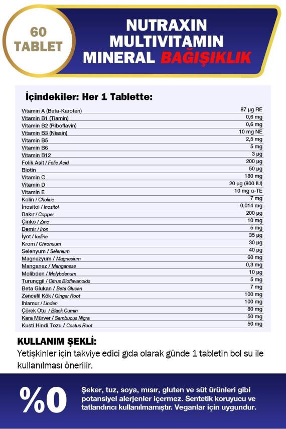 Nutraxin Multivitamin Mineral Immune 60 Tablet - 3