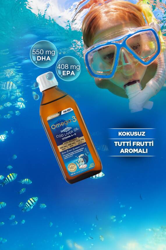 Nutraxin For Kids Tutti Frutti Aromalı Omega-3 Balık Yağı 150 ml Takviye Edici Gıda - 2