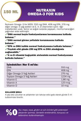 Nutraxin For Kids Tutti Frutti Aromalı Omega-3 Balık Yağı 150 ml Takviye Edici Gıda - 3