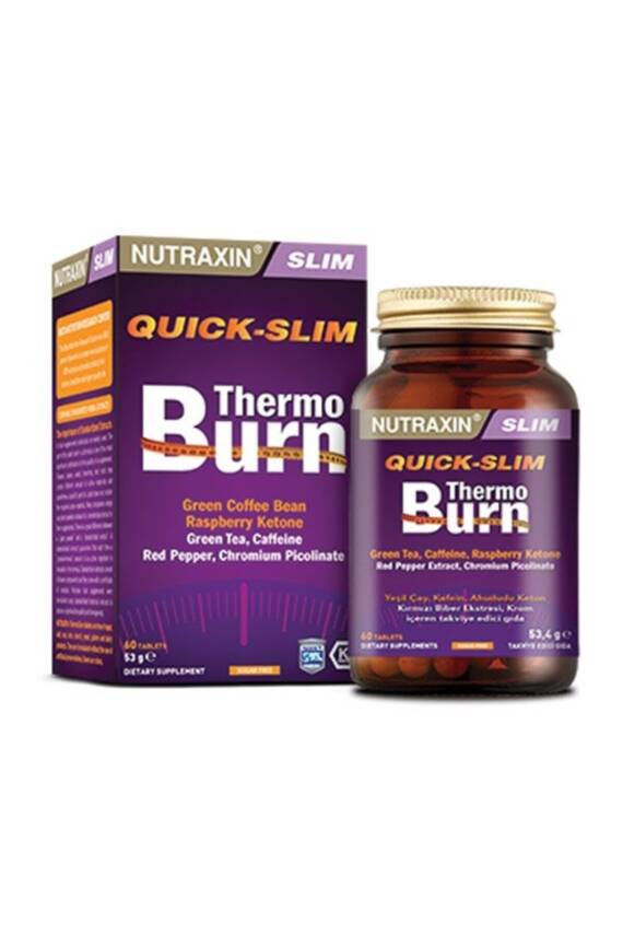 Nutraxin Quick Slim Thermo Burn 60 Tablet - Krom Yeşil Çay Yeşil Kahve Kırmızı Biber Ahududu - 1