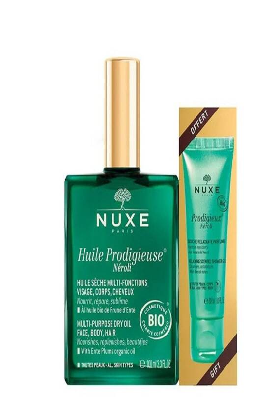 Nuxe Huile Prodigieuse Neroli Çok Amaçlı Kuru Yağ (YÜZ, VÜCUT, SAÇ) 100ml + Duş Jeli 30ml - 1