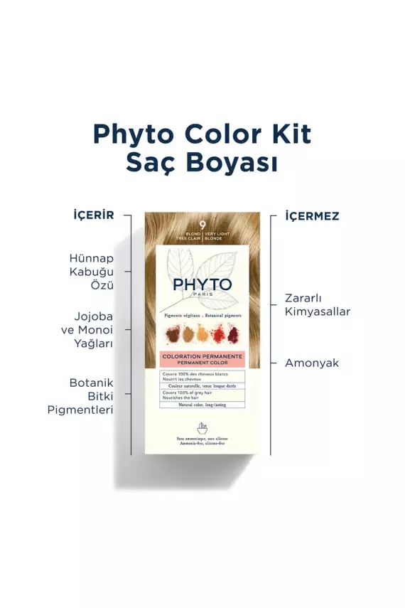 Phyto Color Bitkisel Amonyaksız Kalıcı Doğal Içerikli Bitkisel Saç Boyası 9 Açık Sarı - 5