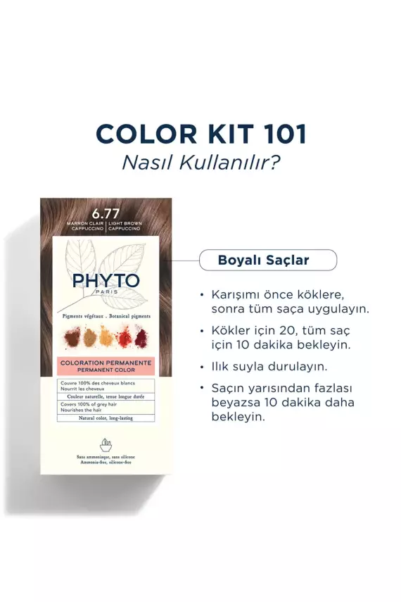 Phyto Color Amonyaksız Kalıcı Doğal Içerikli Bitkisel Saç Boyası 6.77 Kapüçino Kahve - 3