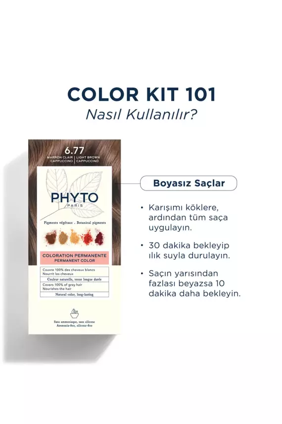 Phyto Color Amonyaksız Kalıcı Doğal Içerikli Bitkisel Saç Boyası 6.77 Kapüçino Kahve - 4
