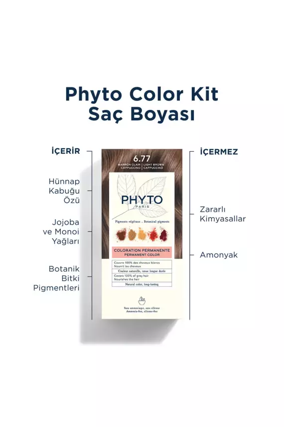 Phyto Color Amonyaksız Kalıcı Doğal Içerikli Bitkisel Saç Boyası 6.77 Kapüçino Kahve - 5