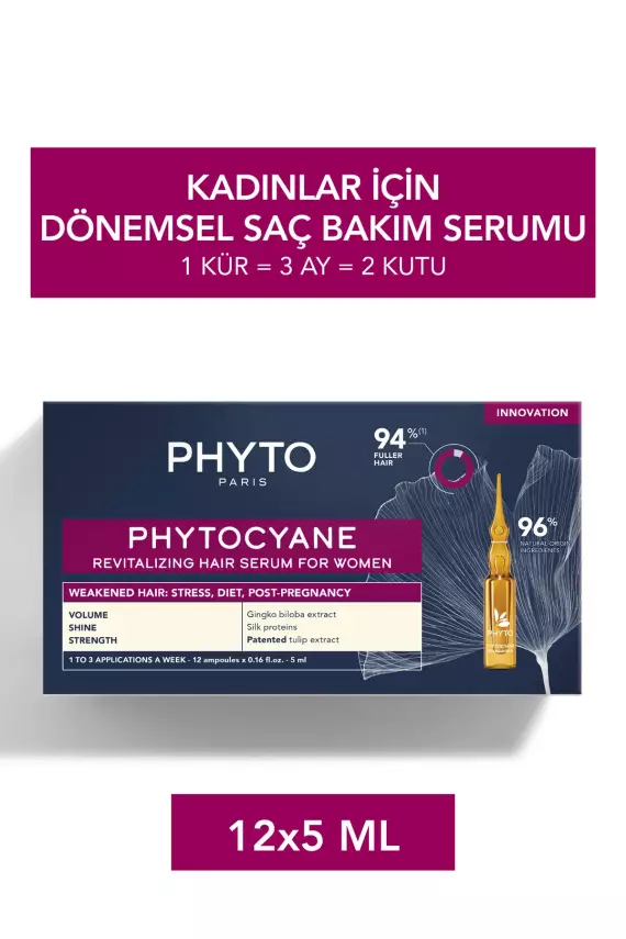 Phyto Cyane Kadın Tipi Dönemsel Saç Dökülmesine Karşı Bakım Serumu 12x5 ml - 1