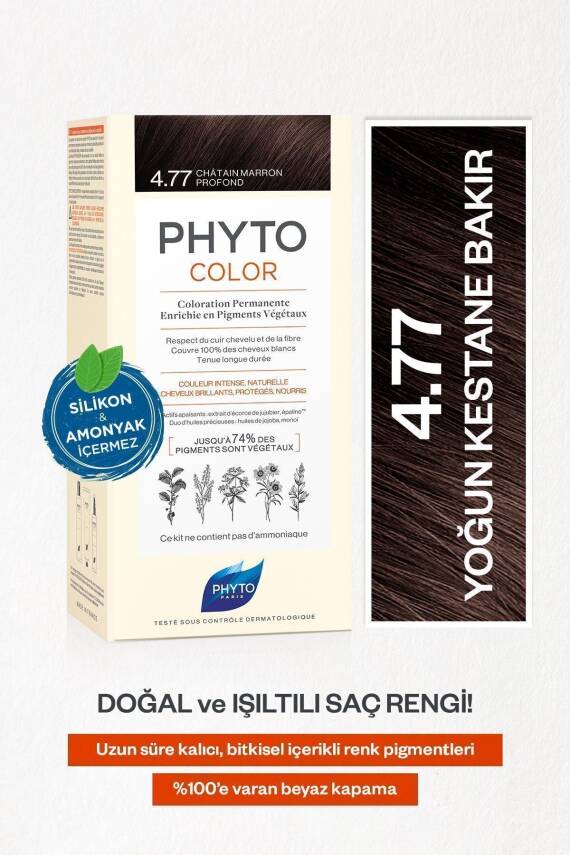 Phyto Phytocolor Bitkisel 4.77 Yoğun Kestane Bakır Saç Boyası - 1