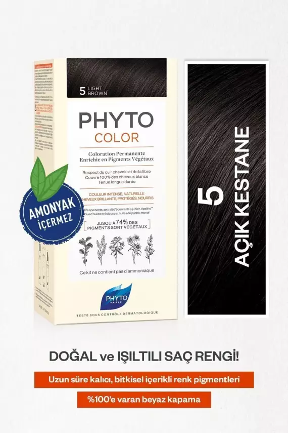 Phyto Phytocolor Bitkisel 5 Açık Kestane Saç Boyası - 1