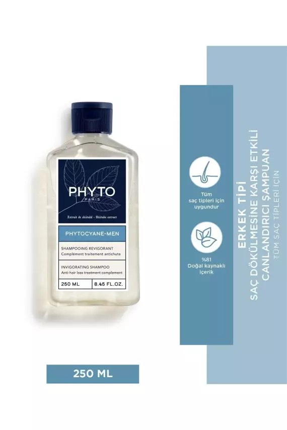 Phyto Phytocyane Men Erkek Tipi Dökülme Karşıtı Etkili 250 ml Canlandırıcı Şampuan - 1