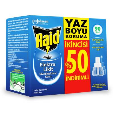 Raid Elektrolikit Likit Sinek Kovucu Yedek 2'li 45+45 Gece - RAİD