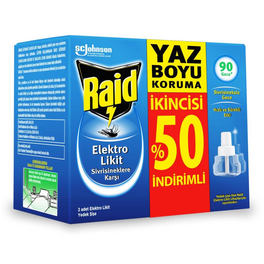 Raid Elektrolikit Likit Sinek Kovucu Yedek 2'li 45+45 Gece - 1