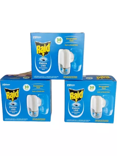 Raid Sivrisineklere Karşı 30 Gece Elektro Likit Isıtıcı + 1 Yedek Şişe 21 ml (3 Adet) - 1