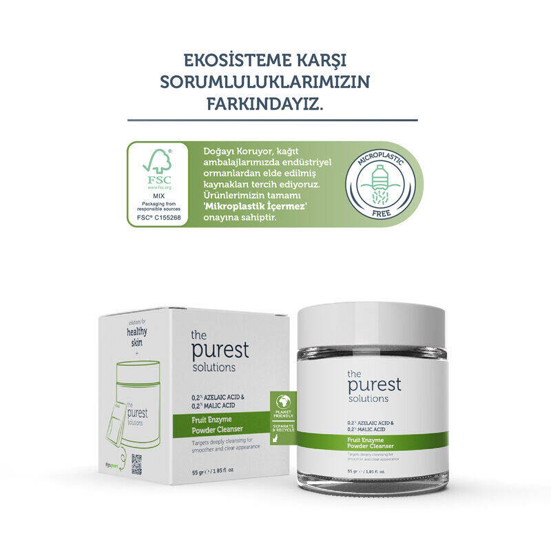 The Purest Solutions 0.6% Azelaic Acid + 0.6% Malic Acid Fruit Enzyme Powder Exfoliator & 55 gr Peeling - 2