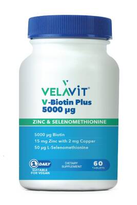 Velavit V-biotin Plus 5000mcg Takviye Edici Gıda 60 Tablet - 1