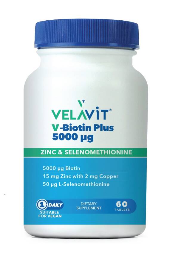 Velavit V-biotin Plus 5000mcg Takviye Edici Gıda 60 Tablet - 1