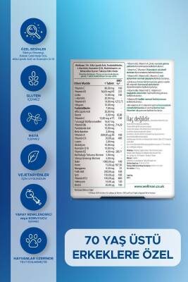 Wellman Sibirya Ginsengi,L-Karnitin,D Vitamini,B Complex İçeren 70Yaş Üzeri Erkek Sağlığı Vitamini 30 Tablet - 2