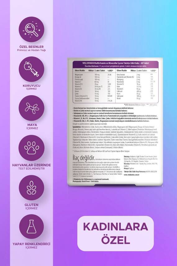 Wellwoman Omega - 6, Beta Karoten İçeren Kadınlara Özel Takviye Edici Gıda 60 Tablet - 2